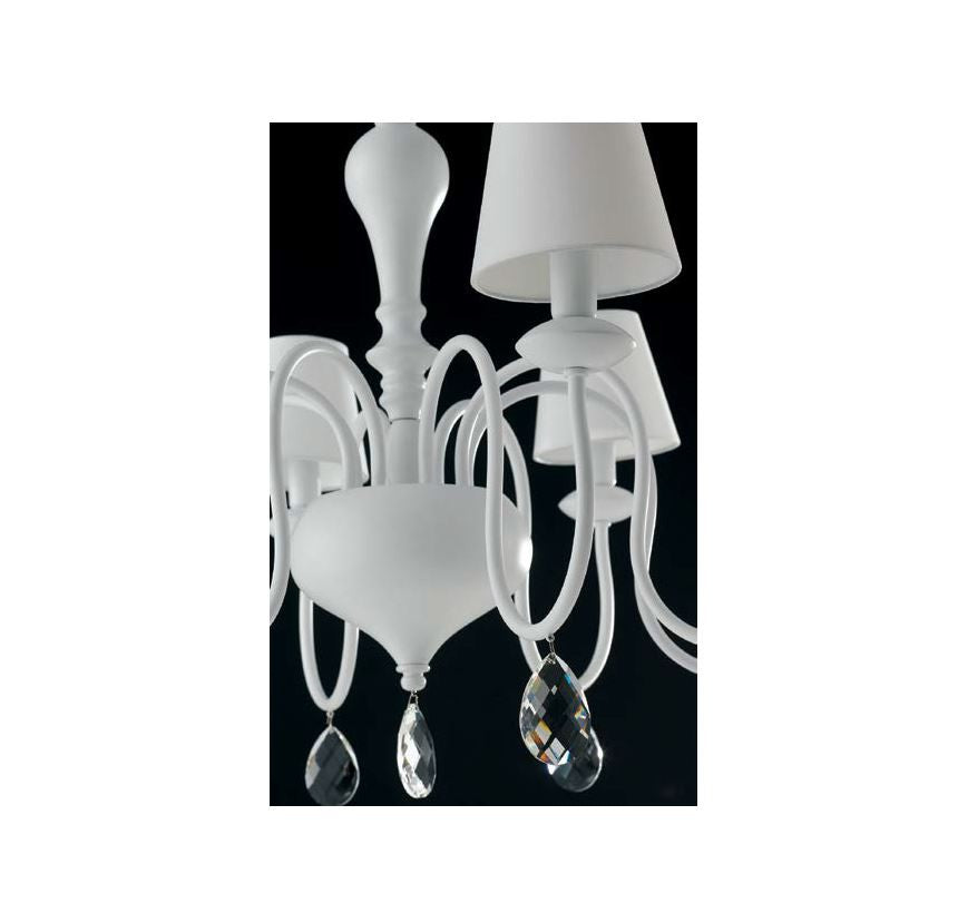 Sospensione 8 luci metallo bianco cristalli K9 paralume bianco 8XE14 non incl. ARTHUR Sospensione 8 luci metallo bianco cristalli K9 paralume bianco 8XE14 non incl. ARTHUR